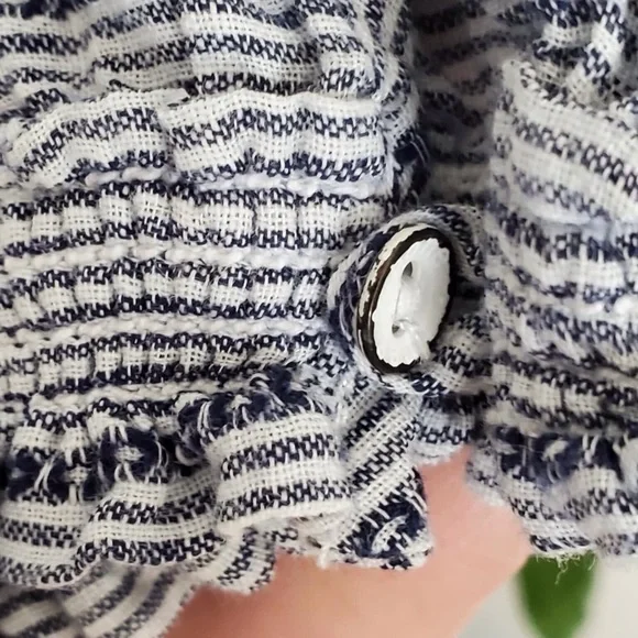 Rag & Bone Drew Blue Striped Off the Shoulder Top L - Picture 9 of 10